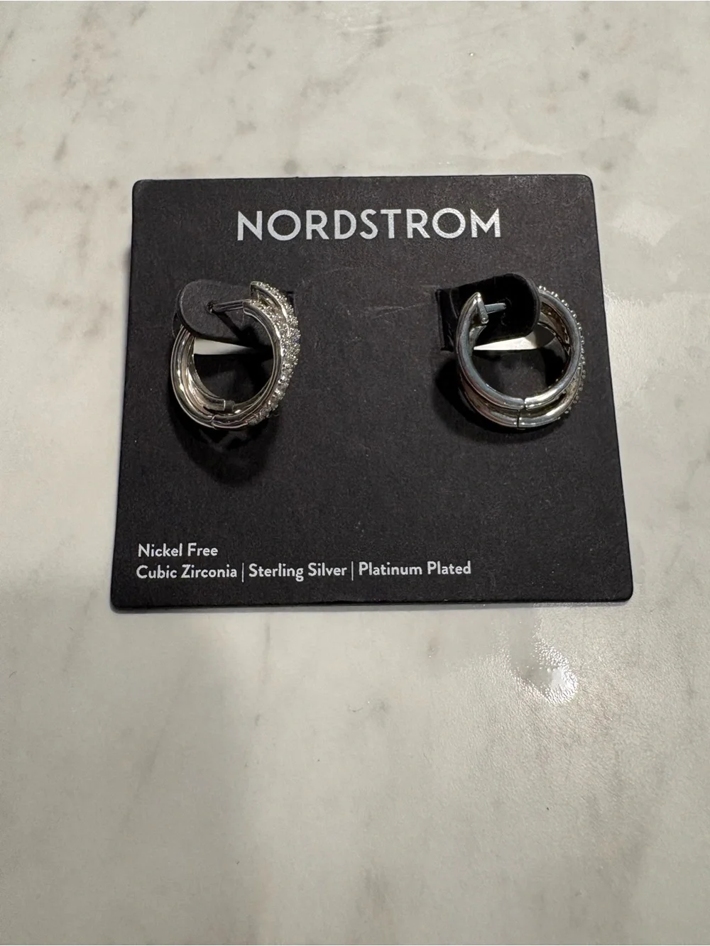 Nordstrom Silver-Tone Cubic Zirconia double Hoop Earrings